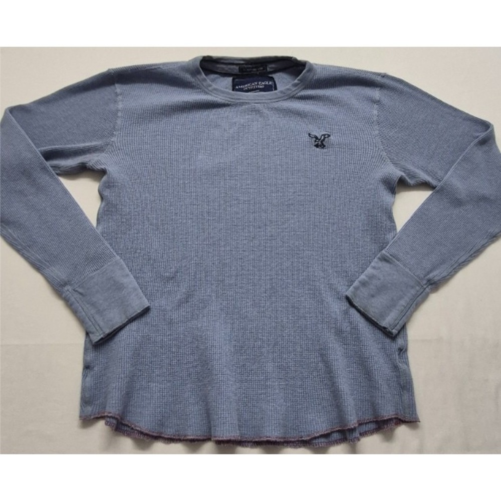 American Eagle‎ men's blue Thermal pullover long sleeve shirt sz. M Cotton